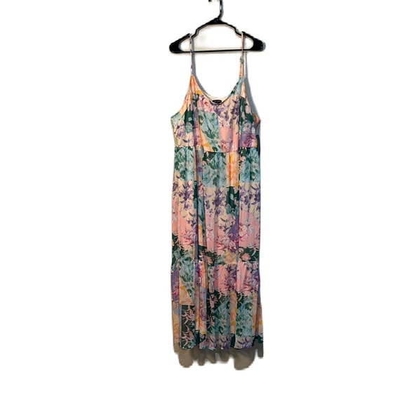 Lane Bryant Dresses & Skirts - Lane Bryant Pink and Green Spaghetti Strap Maxi Sundress Tiered Floral Size 24